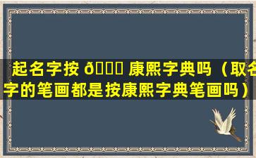 起名字按 🐞 康熙字典吗（取名字的笔画都是按康熙字典笔画吗）